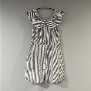 Potter's Pot Gray and White Striped Midi Dress